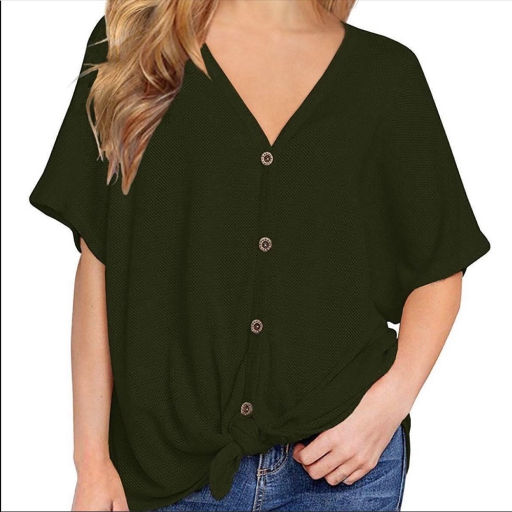 Waffle knot front tie top